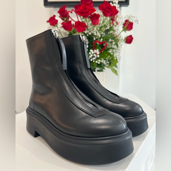 The Row Shoes - The Row Zippered Platform Leather Combat Boots